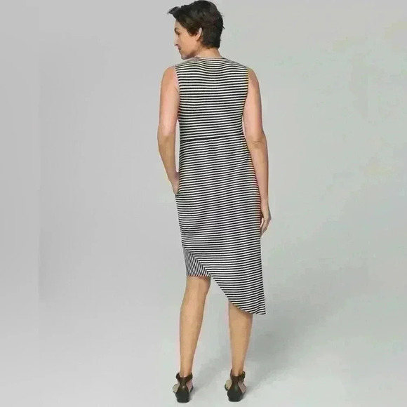 Soma double lined striped pullover asymmetrical jersey twist waist dress - Picture 2 of 7